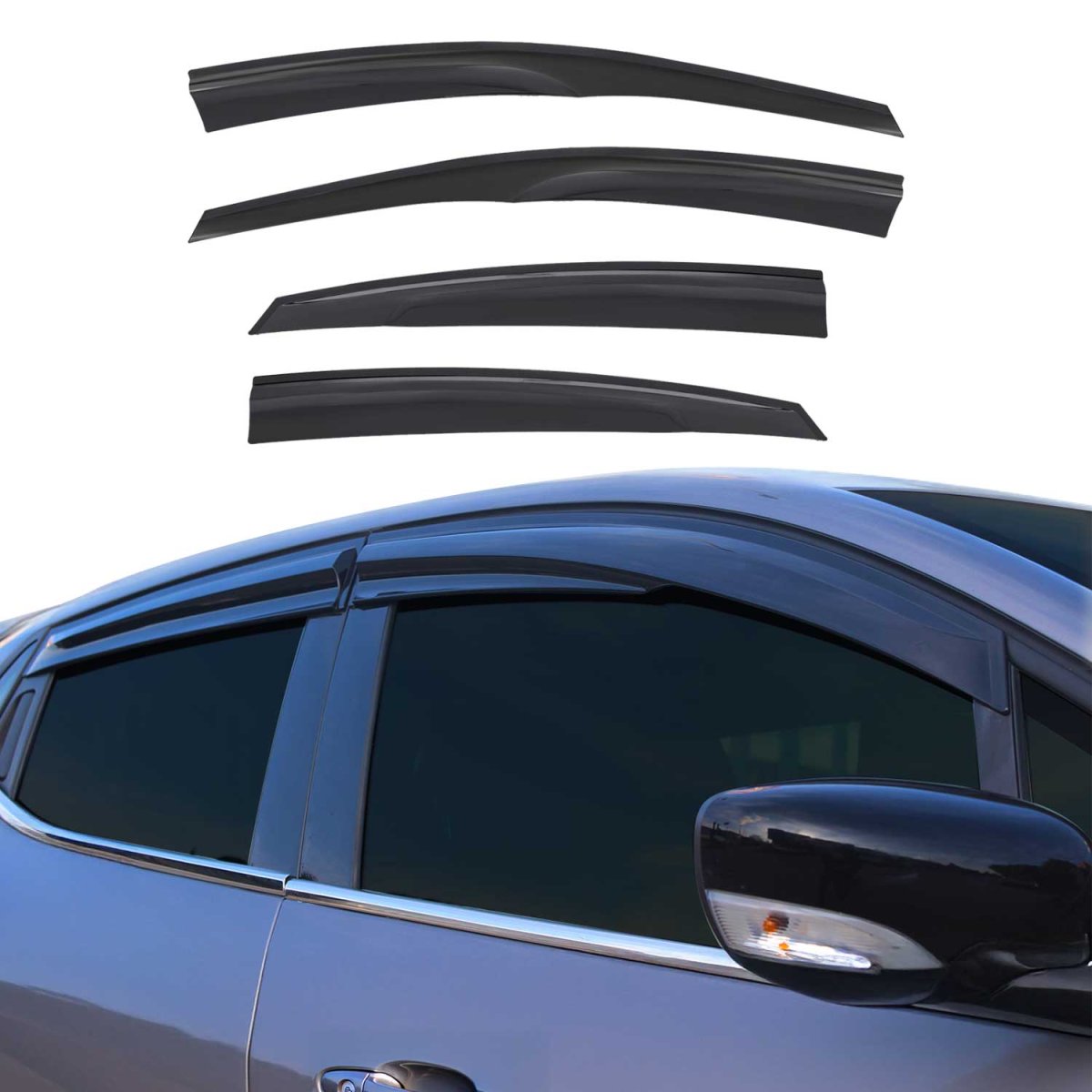 Hyundai Elantra Wind Deflector - Omac - Acrylic 4 Pcs - Black - 2011-2020